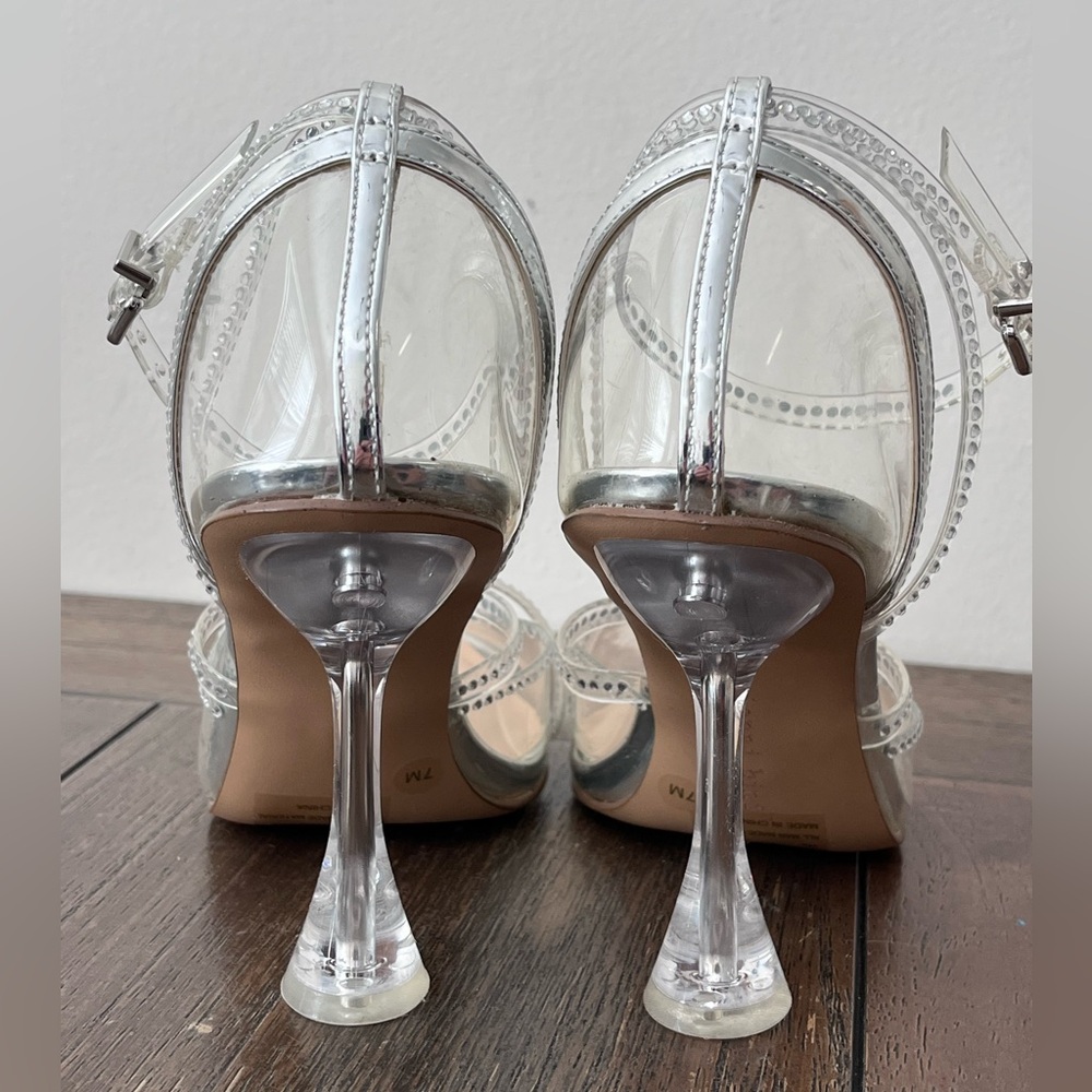 Gianni Bini Lana Rhinestone Lucite Pointed Toe Clear Flared Pumps Womens size 7 - Picture 7 of 11